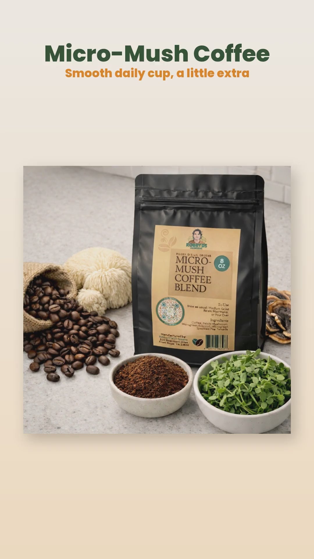 Micro-Mush functional coffee blend product reel