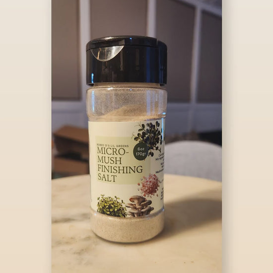 Organic microgreen mushroom finishing salt product reel